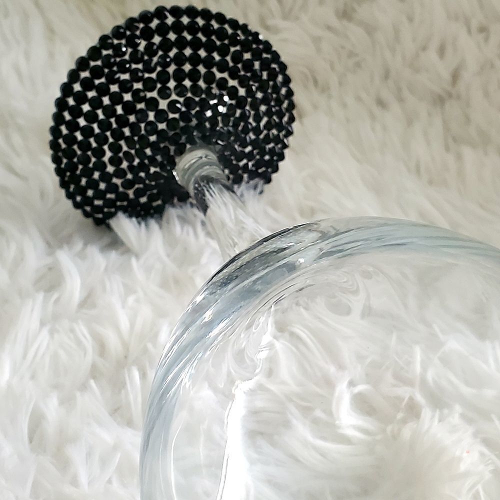 Handmade Black Rhinestone Bling Wine Glass